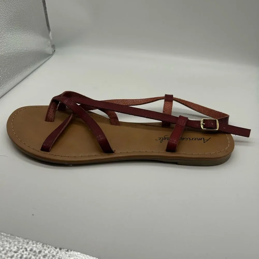 American Eagle Outfitters Women's Red Strappy Thong Sandals Size 9.5